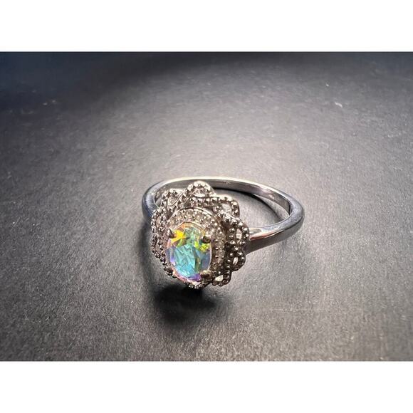 NEW Mercury Mystic topaz zircon celestial halo ring in sterling silver size 10 - Picture 3 of 16